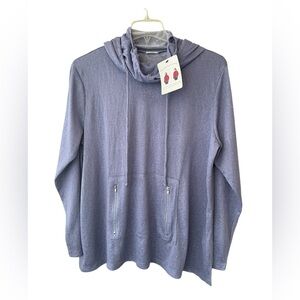 Studio 1886 Women Blue Pullover Hoodie 1X With Attached Face Covering Mask